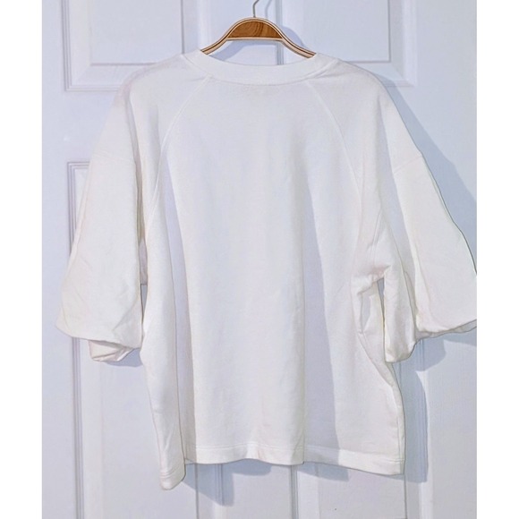 Madewell White Crew Neck Balloon Sleeve Sweatshirt Top Size L NWT $78 - Picture 5 of 11
